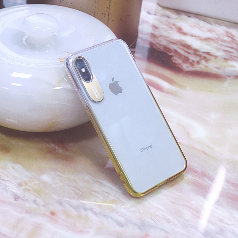 Цвет постепенно меняющегося края мобильного телефона для iPhone X \/ XS с металлической защитой камеры